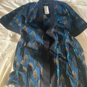 Blue and Gold Patterned Kimono